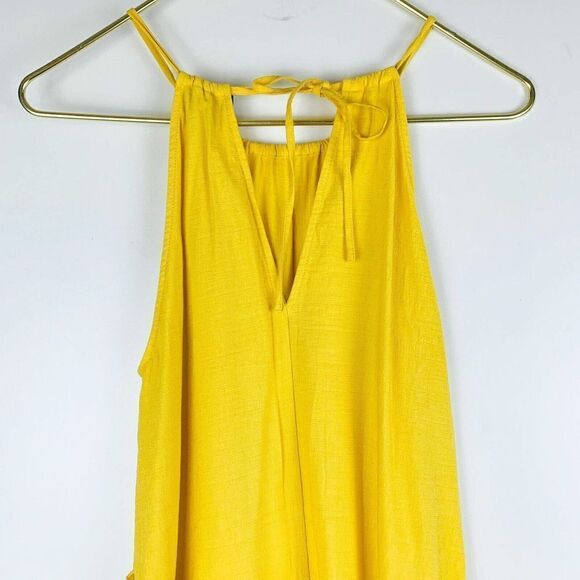 Banana Republic Halter Midi Dress Banana Yellow 677658 Crepe Pockets - Picture 9 of 9
